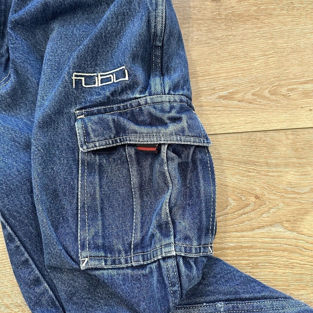 Vintage Fubu Jeans Mens 34 x 33 Wide Leg Baggy Denim Skater Y2K JNCO Cargo‎ - Picture 14 of 16